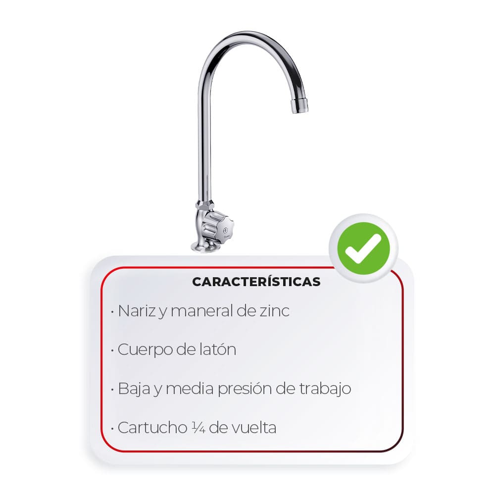 IUSA - Llave Individual para Cocina con Cuello Curvo, Primo Esencial, IUSA