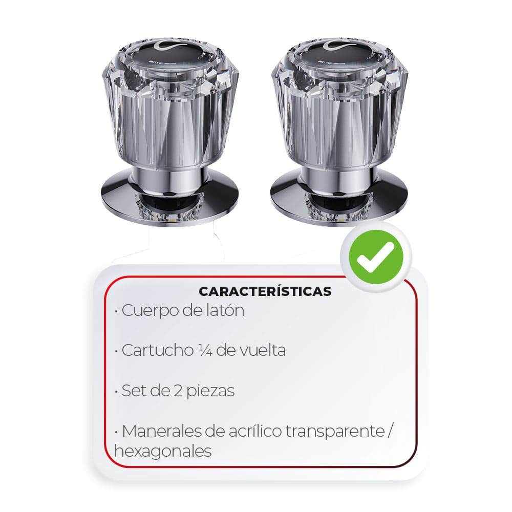 IUSA - Juego de Llaves de Empotrar Soldables con Manerales Acrílicos, Primo Esencial, IUSA