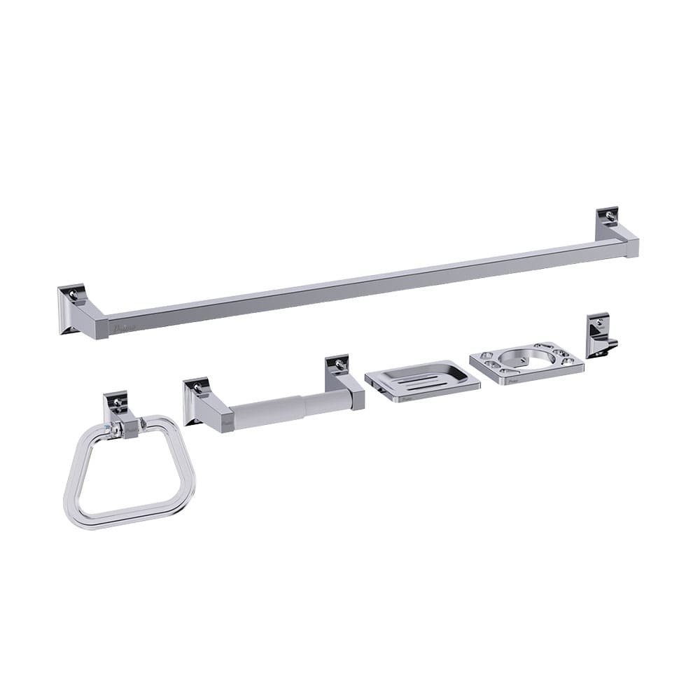 IUSA - Juego de 6 Accesorios para Baño con Kit de Instalación, Cromo, Primo Eseencial, IUSA