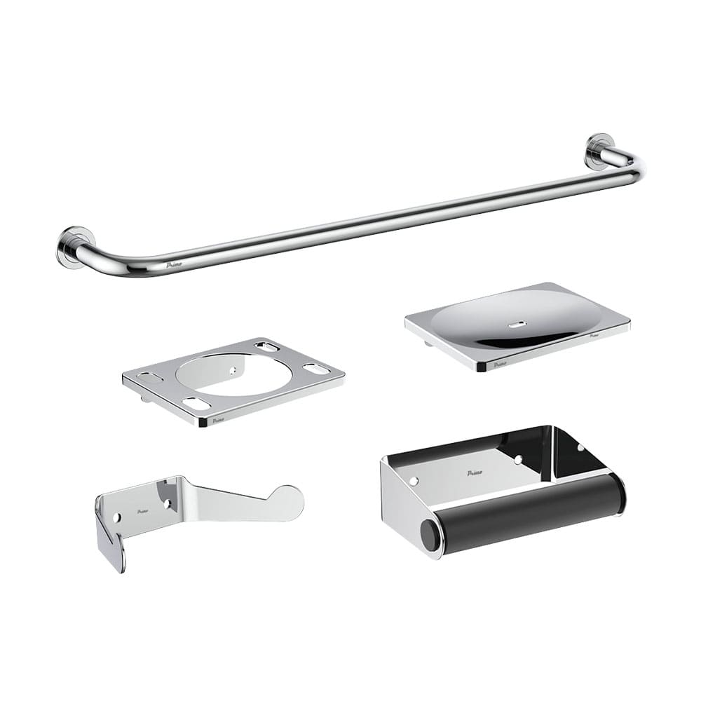 IUSA - Juego de 5 Accesorios Metálicos para Baño con Kit de Instalación, Cromo, Primo Esencial, IUSA