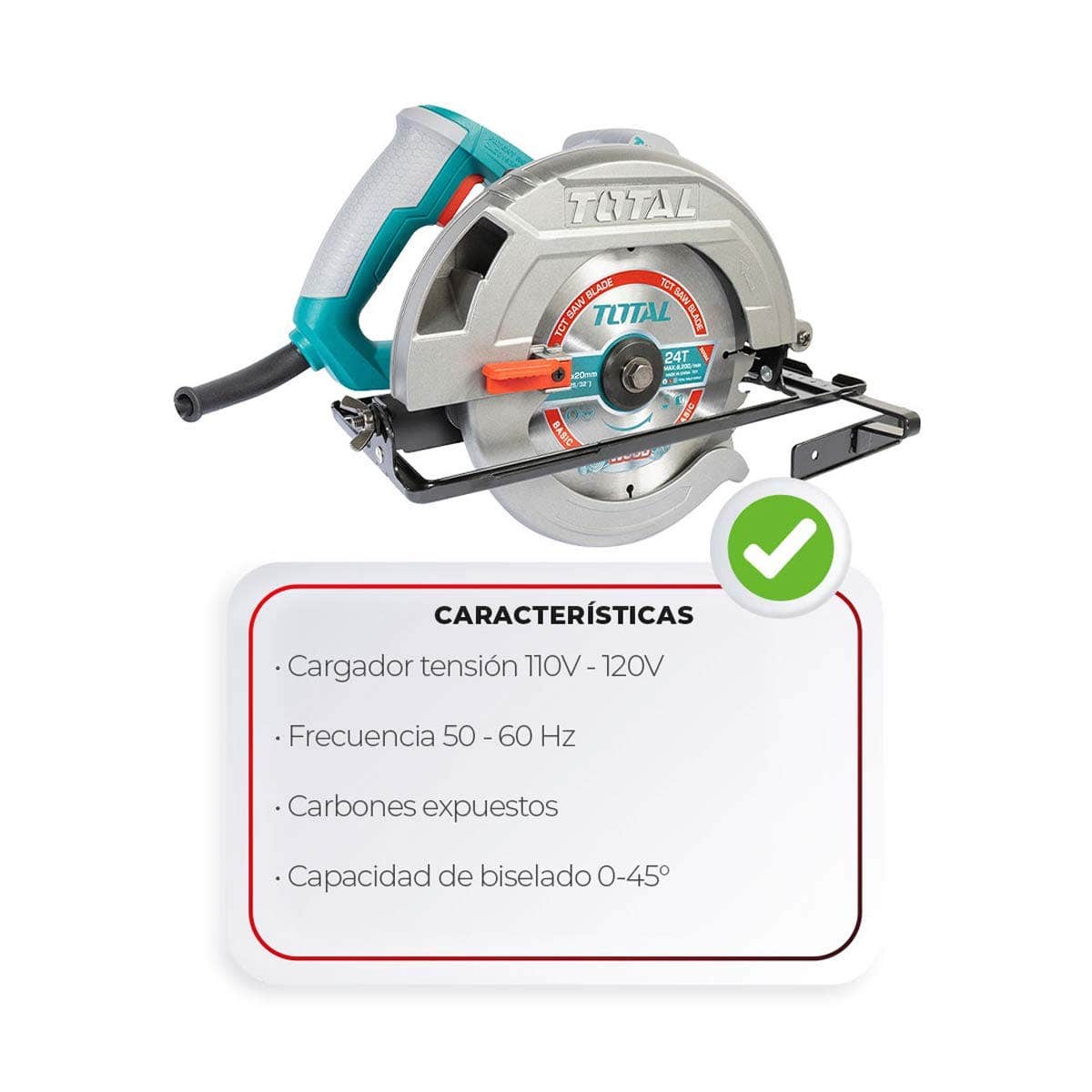 IUSA - Sierra Circular, Total, 7-1/4”, Industrial, 1600 W.