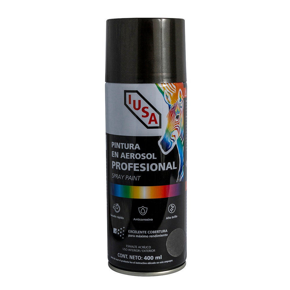 IUSA - Pintura en aerosol profesional metálica, negro, IUSA