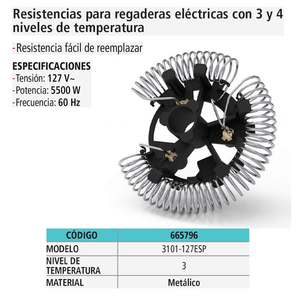 IUSA - Resistencia de reemplazo para regadera de 3 temperaturas, Primo Esencial, IUSA