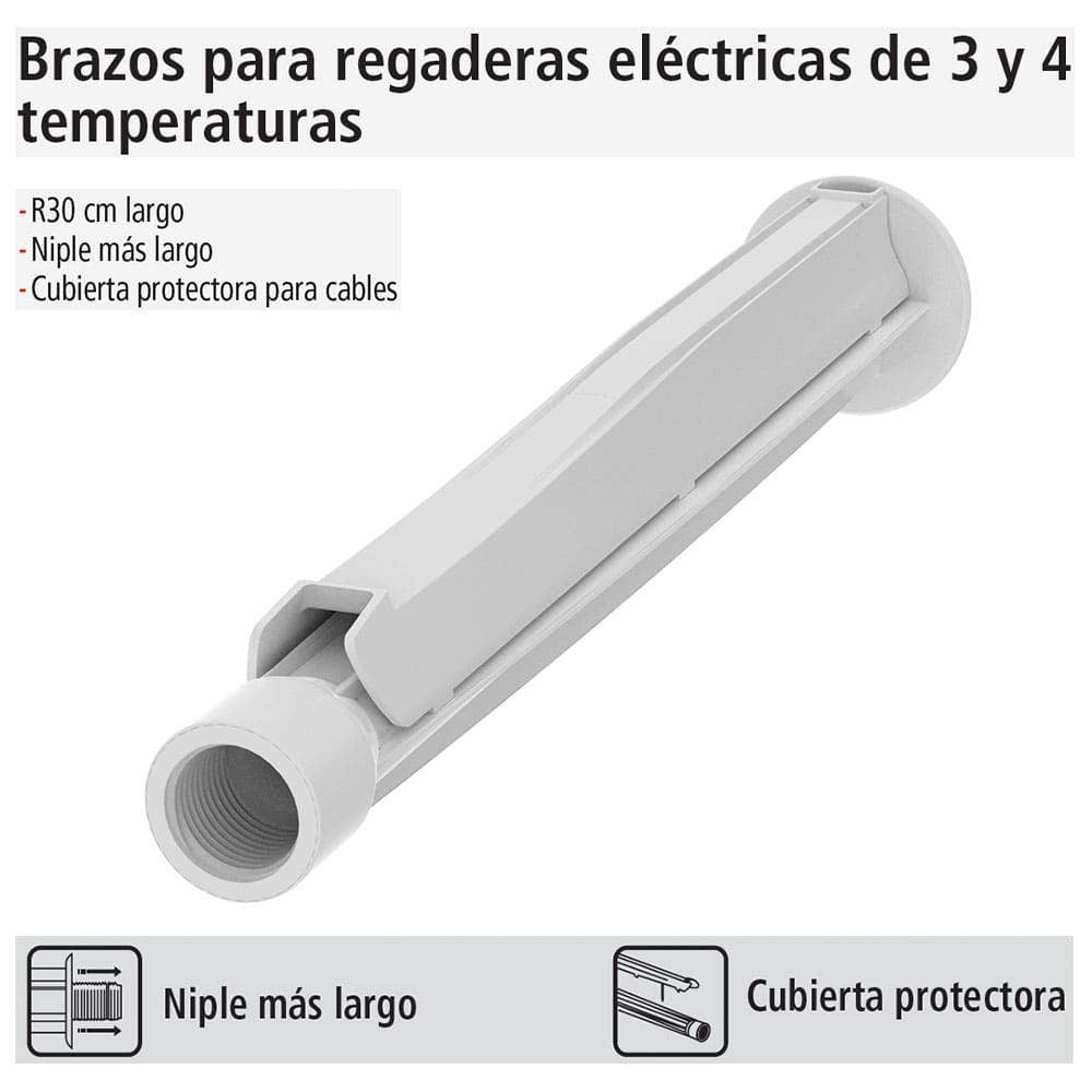 IUSA - Brazo para regadera blanco, 30 cm, Primo Esencial, IUSA