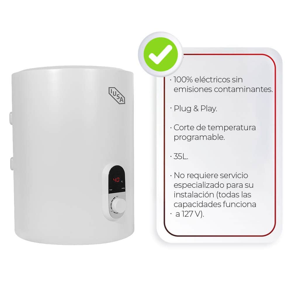 IUSA - Calentador eléctrico de depósito mural 35 l iusa