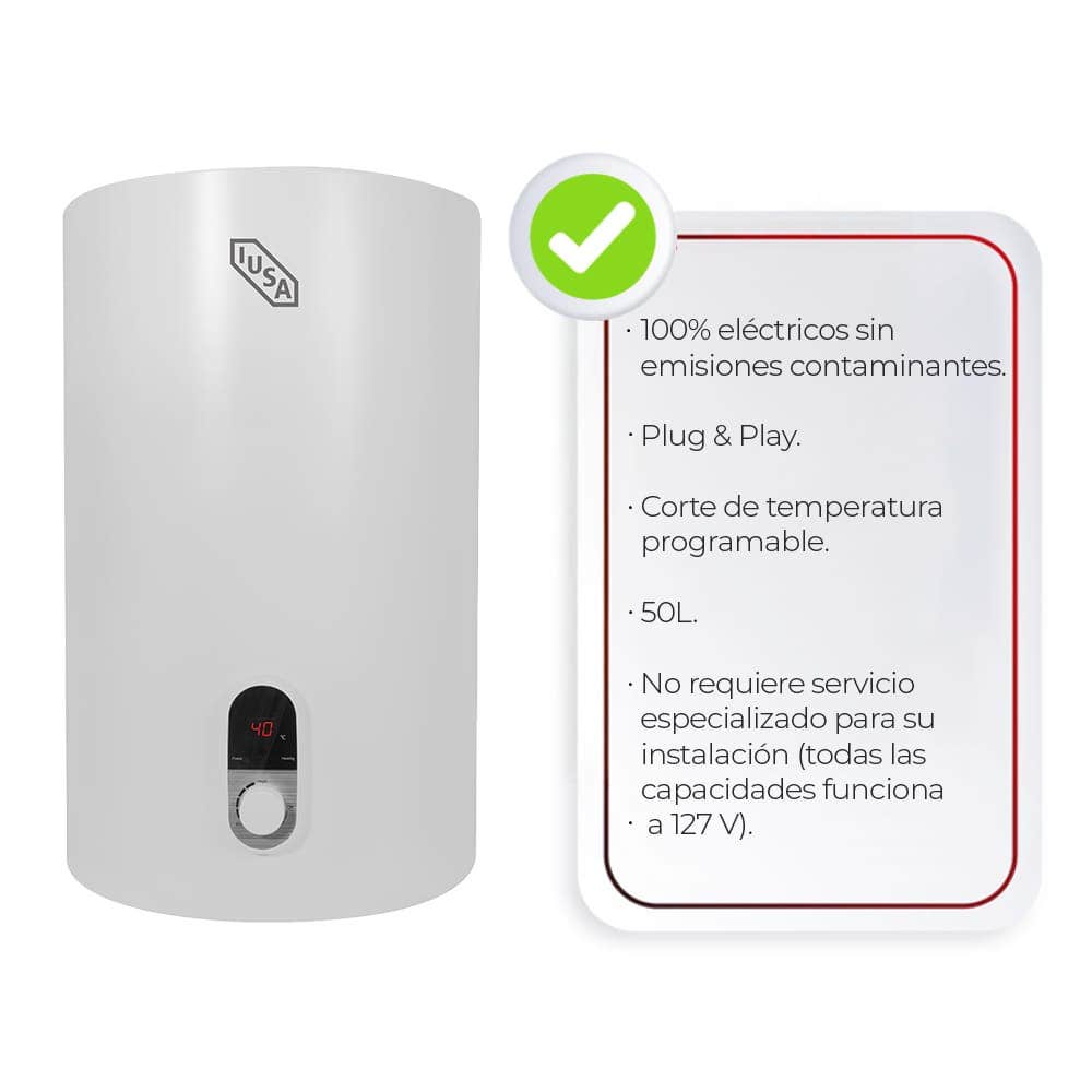 IUSA - Calentador eléctrico de depósito mural 50 l iusa