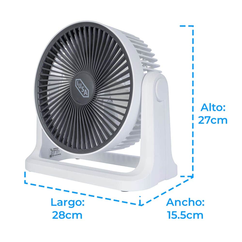 IUSA - Ventilador personal recargable 8" blanco IUSA