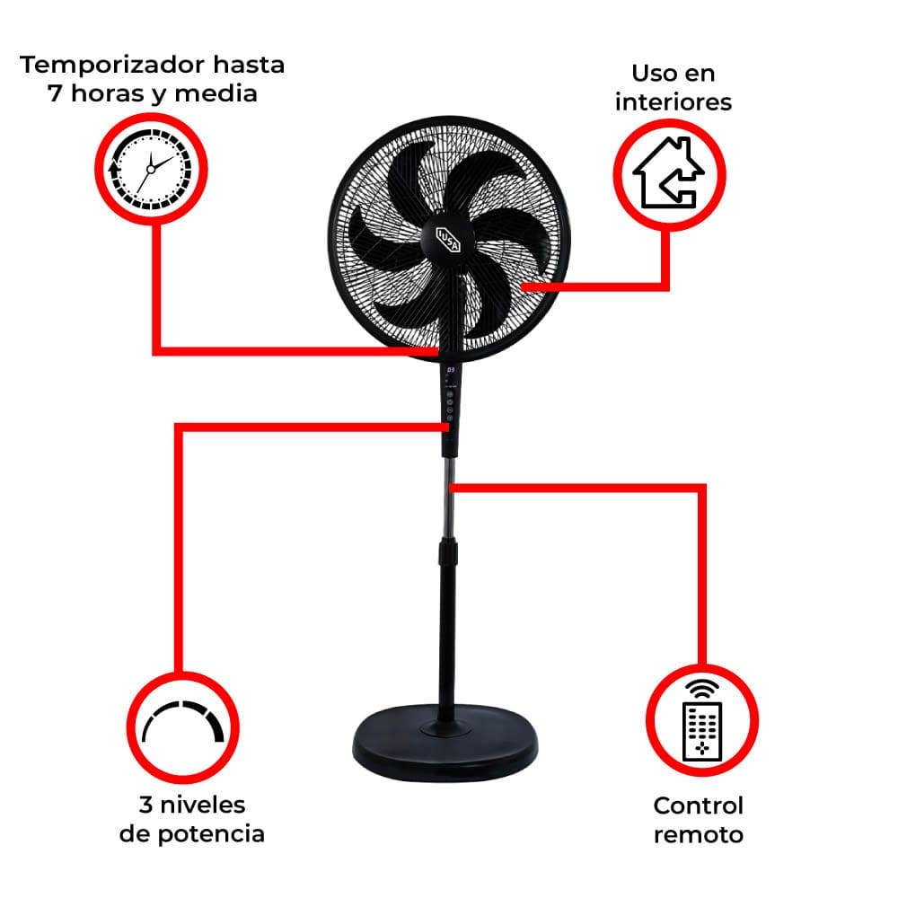 IUSA - Ventilador de pedestal 18" digital con control remoto IUSA
