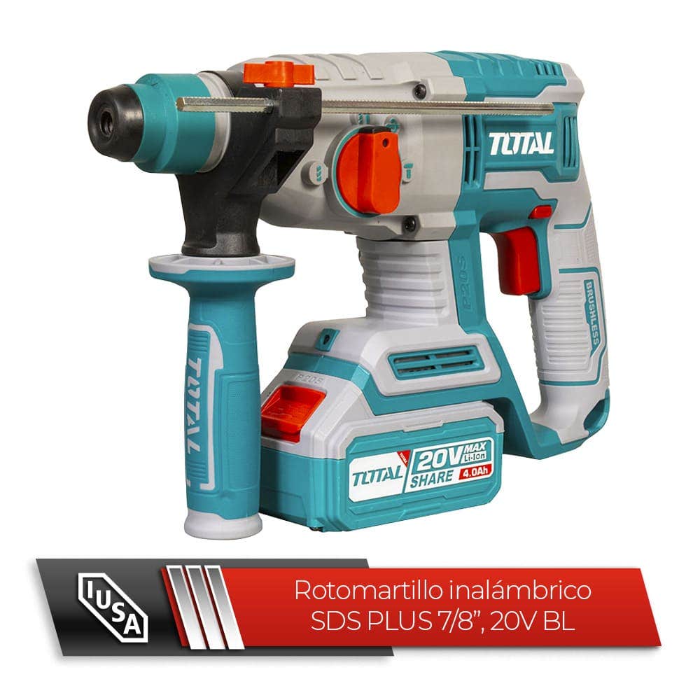 IUSA - Rotomartillo inalámbrico SDS Plus sin carbones 20 V TOTAL
