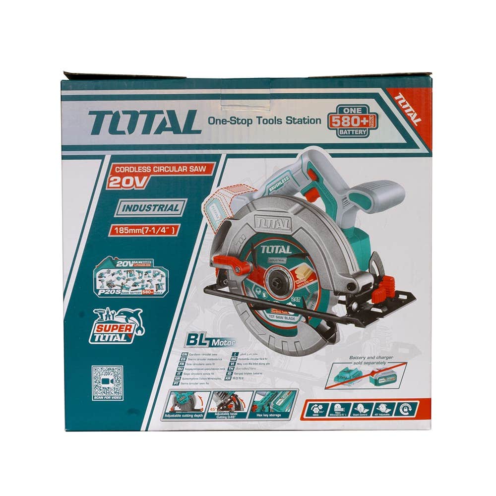 IUSA - Sierra circular 7-1/4” 20 V sin carbones TOTAL