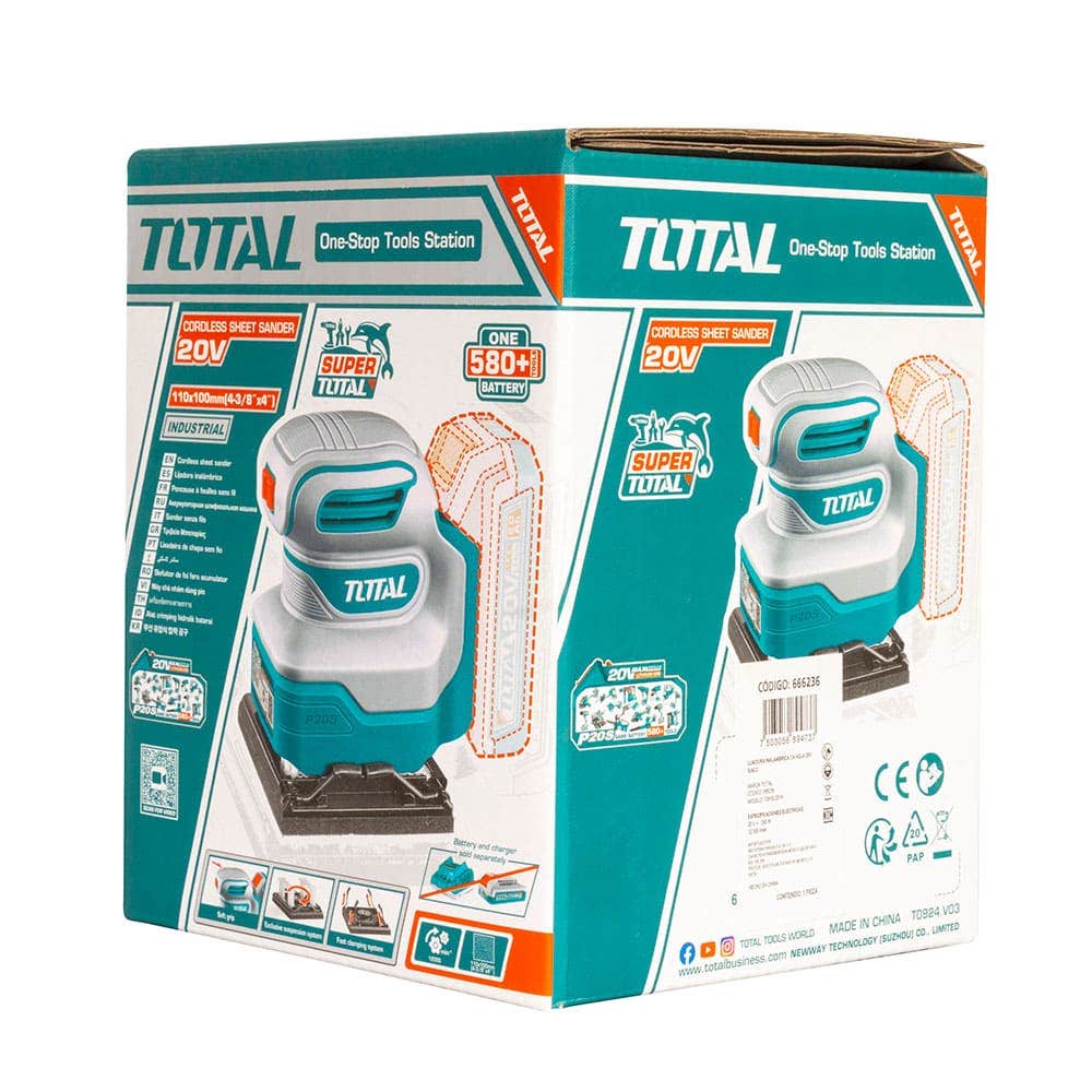 IUSA - Lijadora orbital inalámbrica 1/4” 20 V TOTAL
