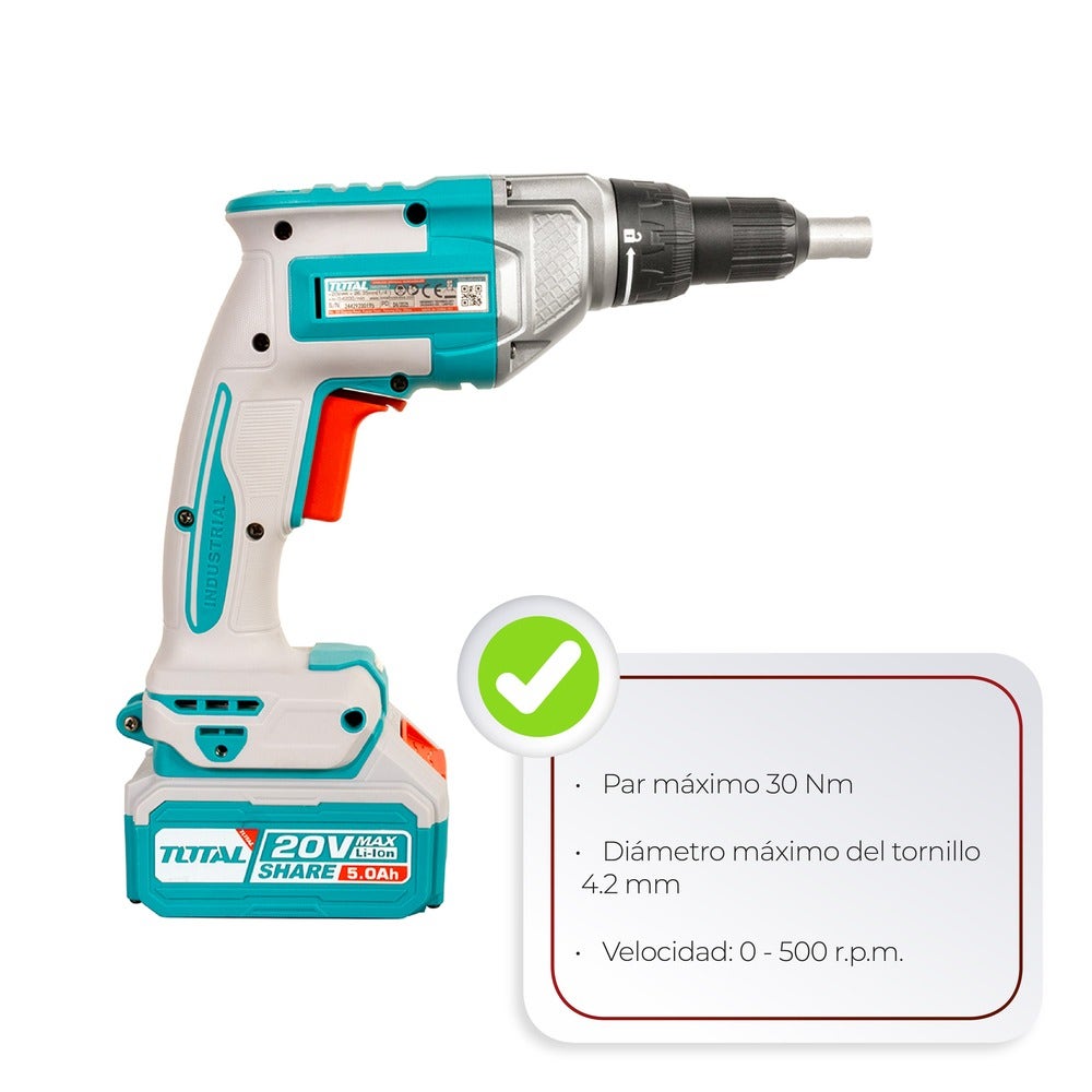 IUSA - Atornillador para tableros de yeso inalámbrico 20 V Brushless 30 Nm sin batería ni cargador IUSA