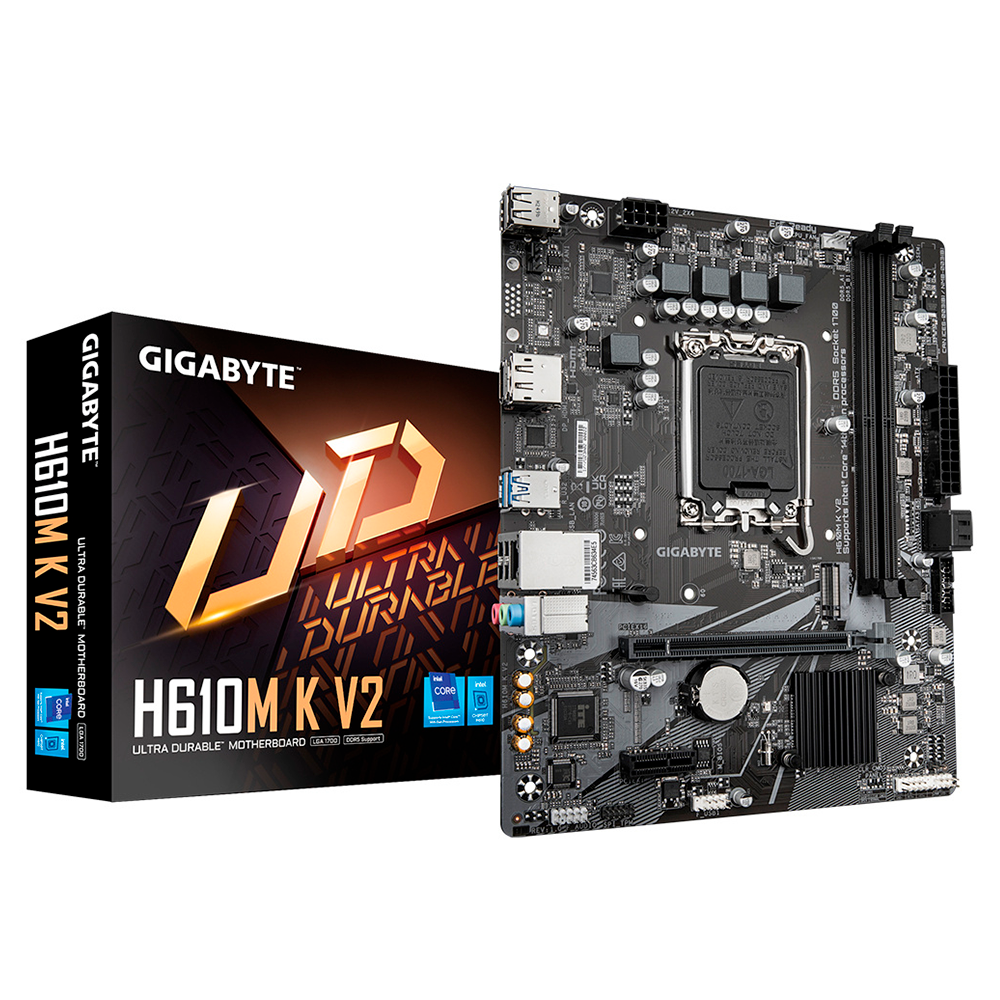 GIGABYTE - Tarjeta Madre Gigabyte H610M K V2 Micro-ATX S-1700 128GB DDR5 M.2 HDMI/DP