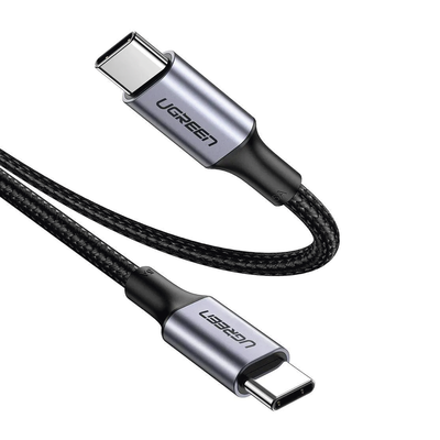 UGREEN - Cable USB-C a USB-C | 1 Metro | Carga Rápida de hasta 100W | Transferencia de datos 480 Mbps | PD3.0 | QC4.0/3.0/2.0 | FPC | AFC | Protección Integrada| Caja de Aluminio | Nylon Trenzado | Amplia Compatibilidad | Color Negro.