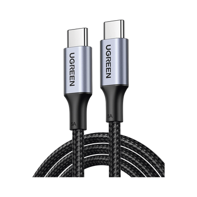 UGREEN - Cable USB-C a USB-C | 1 Metro | Carga Rápida de hasta 100W | Transferencia de datos 480 Mbps | PD3.0 | QC4.0/3.0/2.0 | FPC | AFC | Protección Integrada| Caja de Aluminio | Nylon Trenzado | Amplia Compatibilidad | Color Negro.