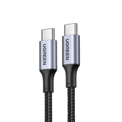 UGREEN - Cable USB-C a USB-C | 2 Metros | Carga Rápida de hasta 100W | Transferencia de datos 480 Mbps | PD3.0 | QC4.0/3.0/2.0 | FPC | AFC | Protección Integrada| Caja de Aluminio | Nylon Trenzado | Amplia Compatibilidad | Color Negro.