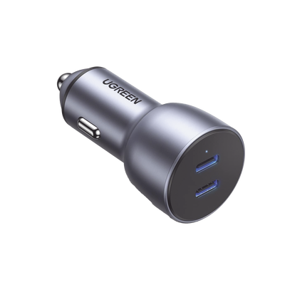UGREEN - Cargador de Auto de 40W / 2 Puertos USB-C / 20 Watts por Puerto / Compatible con Vehículos de 12 y 24 VCD / Chip Inteligente / Diseño Compacto / Multi protección / Aleación de Aluminio