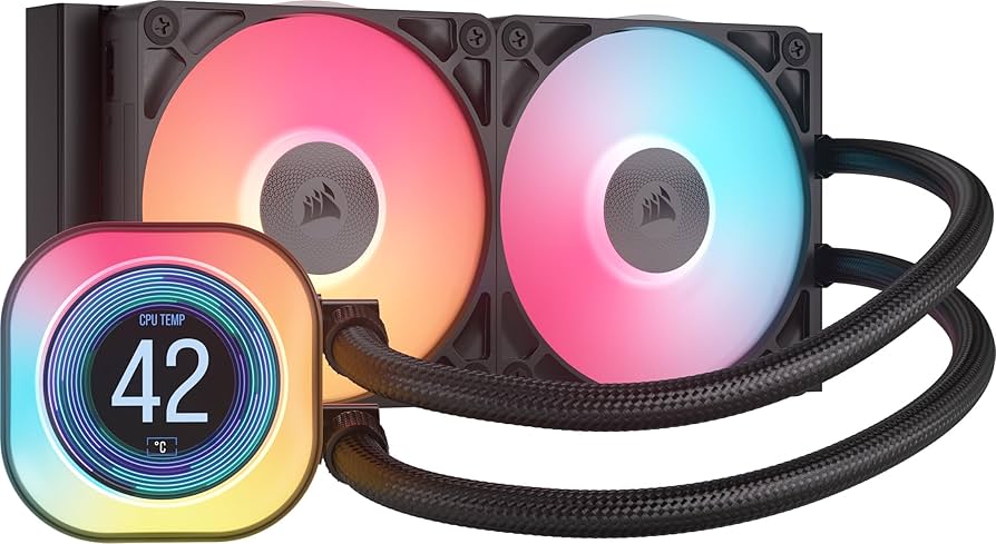 CORSAIR - Enfriamiento Líquido Corsair iCUE LINK TITAN 240 RX LCD 240mm 1851 1700 AM4 AM5 Negro