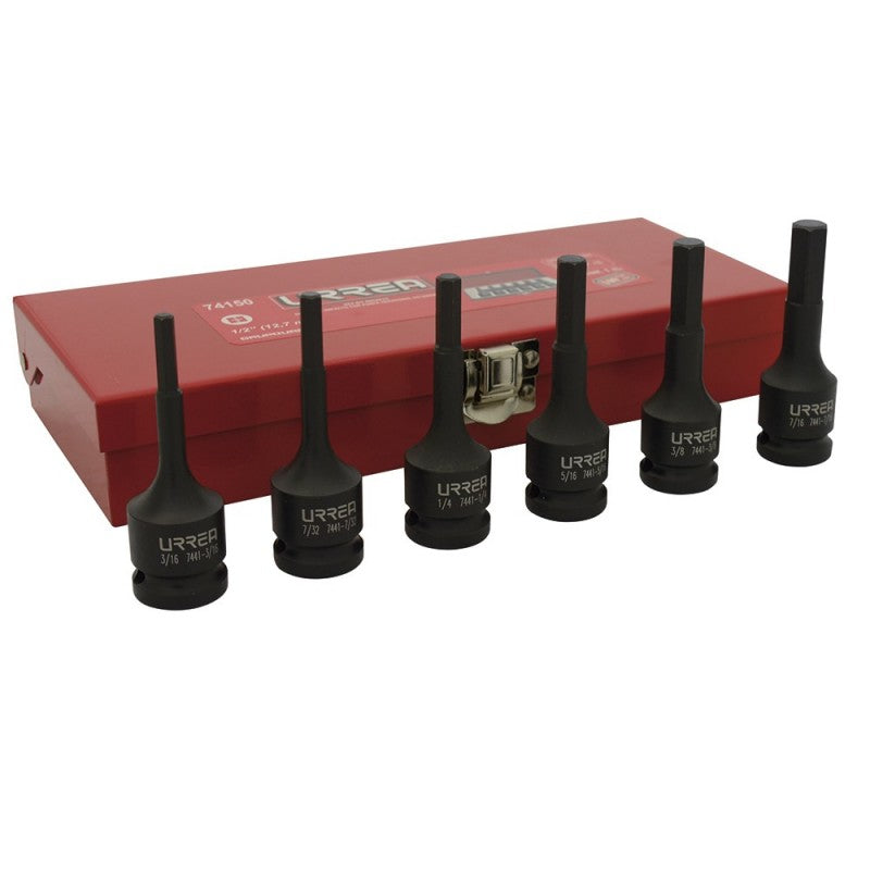 Juego 6 dados de impacto punta hexagonal pulgadas 1/2 pulgadas