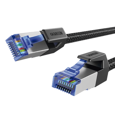 UGREEN - Cable Ethernet Cat8 CLASS F/FTP Redondo con Malla de Nylon 1 Metro (3.28 Pies)