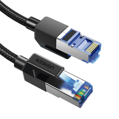 UGREEN - Cable Ethernet Cat8 CLASS F/FTP Redondo con Malla de Nylon 1 Metro (3.28 Pies)