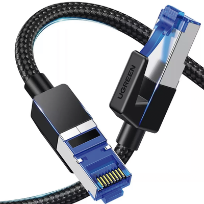 UGREEN - Cable Ethernet Cat8 CLASS F/FTP Redondo con Malla de Nylon 1 Metro (3.28 Pies)