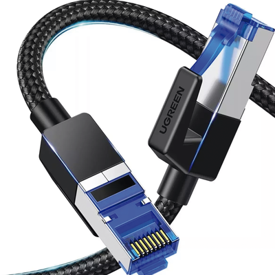 UGREEN - Cable Ethernet Cat8 CLASS F/FTP Redondo con Malla de Nylon 2 Metros (6.56 Pies)