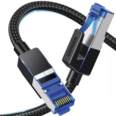 UGREEN - Cable Ethernet Cat8 Class F/FTP Redondo con Malla de Nylon 5 Metros (16.40 Pies)