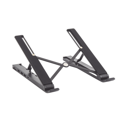 UGREEN - HUB (Docking Station) 5 en 1 con Soporte para Laptop | 2 USB 3.0 a 5Gbps | HDMI 4K@30Hz | Memoria Micro SD (TF) + SD | Amplia Compatibilidad de 10-15" | Ajuste de Altura | Aluminio | PC+ABS | Silicona | Color Negro.
