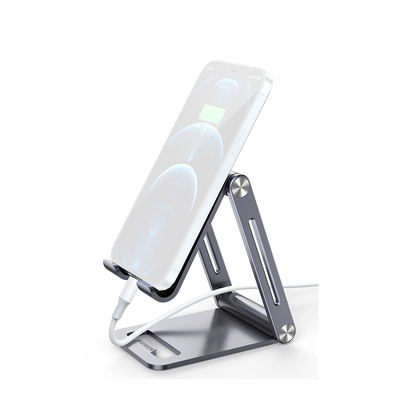 UGREEN - Soporte para Teléfono Celular de Aluminio | Angulo Ajustable | Amplia Compatibilidad con dispositivos de 4.7'' a 7.9'' | Antideslizante | Antiarañazos | Plegable | Color Gris.