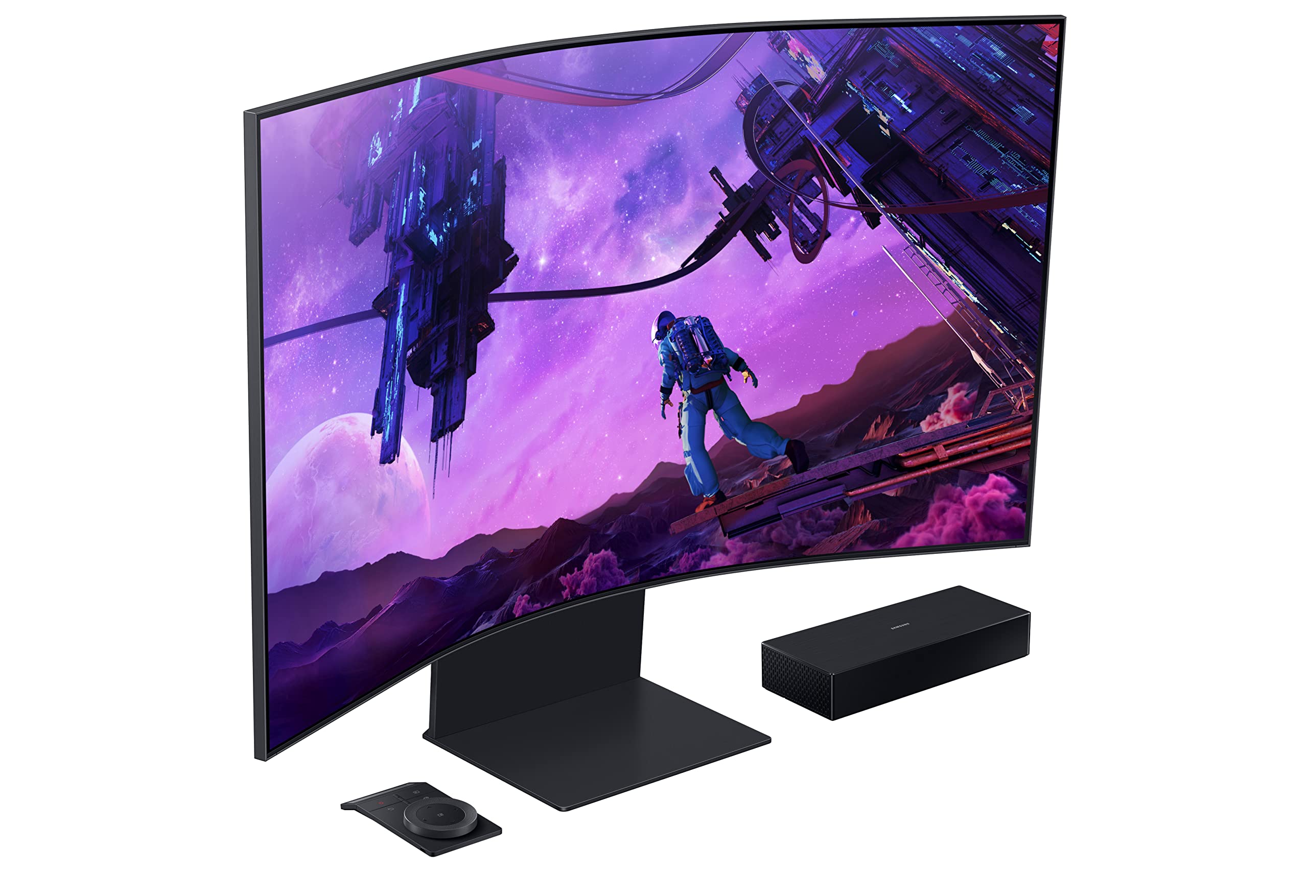 SAMSUNG - Monitor Samsung 55" Gaming Odyssey Ark 2th Gen 4K 3840x2160 165HZ VA Curvo 1000R 1MS HDR10 Bocinas Gaming HUB SMA