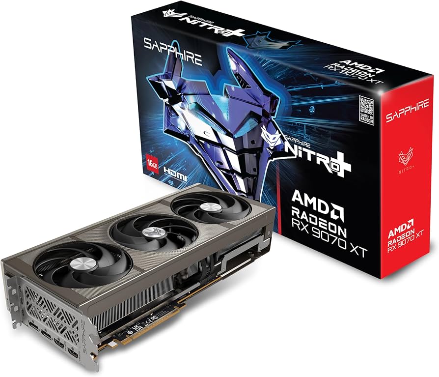 SAPPHIRE - Tarjeta de Video Sapphire Nitro+ Radeon RX 9070 XT OC Gaming 16GB Triple Fan GDDR6 256-bit PCIe 5.0 HDMI DP
