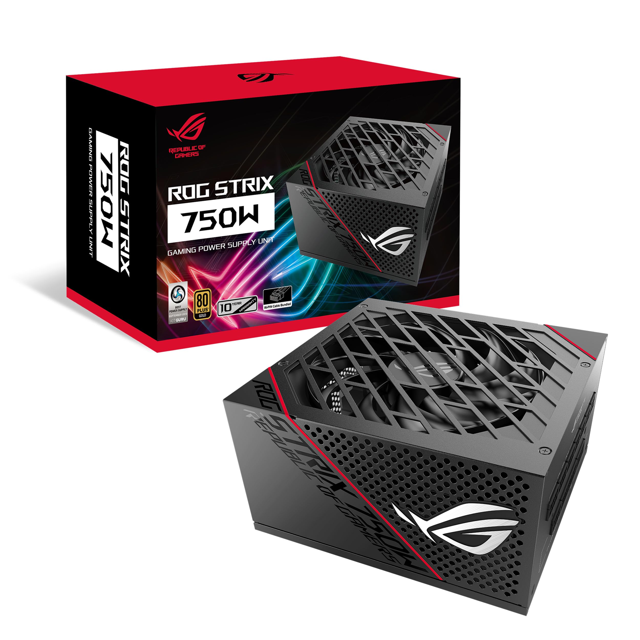 ASUS - Fuente de Poder Asus ROG Strix 750W 80 Plus Gold Aura Edition ATX 12V Modular 20+4 pin ARGB PCIe 5.0 Fan 135mm Negro