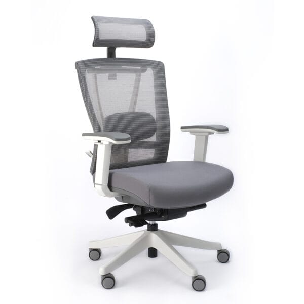 Silla Ejecutiva H1 Mesh Color Gris Estructura Blanca