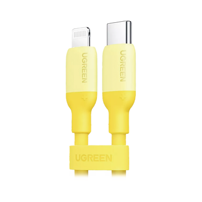 UGREEN - Cable USB-C a Lightning / Certificado MFi / 1 Metro / Adecuado para iPhone, iPad, iPod / Carga Rápida PD 20W /  Sincronización de Datos de hasta 480 Mbps / Goma de Silicona y  TPE. / Suave al Tacto / Color Yellow