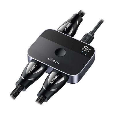 UGREEN - Conmutador HDMI 2.1 8K @60Hz | HDMI Splitter 2 Entradas a 1 Salida | Soporta 4K @120Hz 1080P @240Hz 3D | HDR Dolby | Alta Velocidad 48Gbps | Formatos de Audio LPCM/DTS/DSD, 2,0/2,1/5,1/7,1 canales.