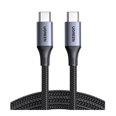UGREEN - Cable USB-C a USB-C | 2 Metros | Potencia de Carga 240W | 48V/5A | PD3.1 /3.0 | 480 Mbps | Chip E-Market | Carcasa de Aluminio | Nylon Trenzado.