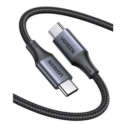 UGREEN - Cable USB-C a USB-C / 2 m (6.6 ft) / Carga 240W / PD3.1 / 480 Mbps / Aluminio / Nylon Trenzado