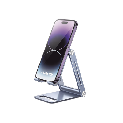 UGREEN - Soporte para Teléfono Celular de Aluminio / Angulo Ajustable / Amplia Compatibilidad con dispositivos de 4.7'' a 7.9'' / Antideslizante / Antiarañazos / Plegable / Color Azul