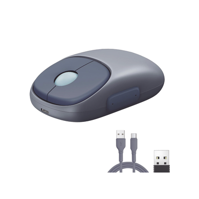 UGREEN - Mouse Inalámbrico FUN | Recargable| 2.4G & Bluetooth | 4 Niveles de DPI | Silencioso | Ergonómico | 5 Botones | Compatible con Windows, macOS 10.5, Android iOS Linux y Chrome OS | Color Azul.