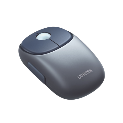 UGREEN - Mouse Inalámbrico FUN | Recargable| 2.4G & Bluetooth | 4 Niveles de DPI | Silencioso | Ergonómico | 5 Botones | Compatible con Windows, macOS 10.5, Android iOS Linux y Chrome OS | Color Azul.