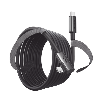UGREEN - Cable USB-C a USB-C (Cable Link) | 5 metros (16 pies) |  Transferencia de Alta Velocidad | Carga Rápida | Un Extremo Angulado | Caja de Aluminio | Nylon Trenzado.