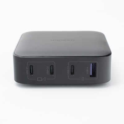 UGREEN - Cargador de Escritorio de 100W | 4 Puertos de Carga Rápida | 3 USB-C | 1 USB-A | Tecnología GaN II +SIC | Power Delivery 3.0 | Quick Charge 4.0 | Chip Confiable y Carga Inteligente | Optimiza la Experiencia de Carga