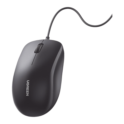 UGREEN - Mouse Óptico USB | Cable USB de 1.5 metros | 3 Botones | 1200DPI | Diseño Ergonómico | Silencioso | Color Negro | Windows / MacOS / Linux / Chrome y otros | También Compatible con  DVR / NVR.