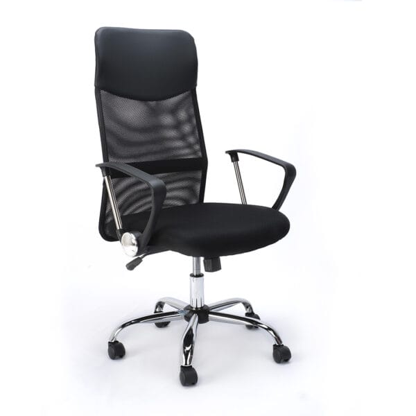 Silla Ejecutiva E103 Mesh y Tela Color Negro Base Cromada