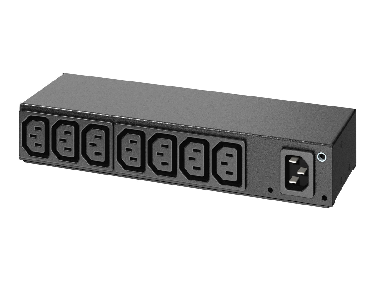 EPCOM POWERLINE - PDU (Unidad de Distribución de Energía) / Rack 1U / 120 Vac / 15 A / 1800 W / 8 Salidas NEMA 5-15R / Entrada NEMA 5-15P / Protección de Sobrecarga y Corto Circuito con MCB / Carcasa de Aluminio Retardante a la Flama / Cable 3 ×