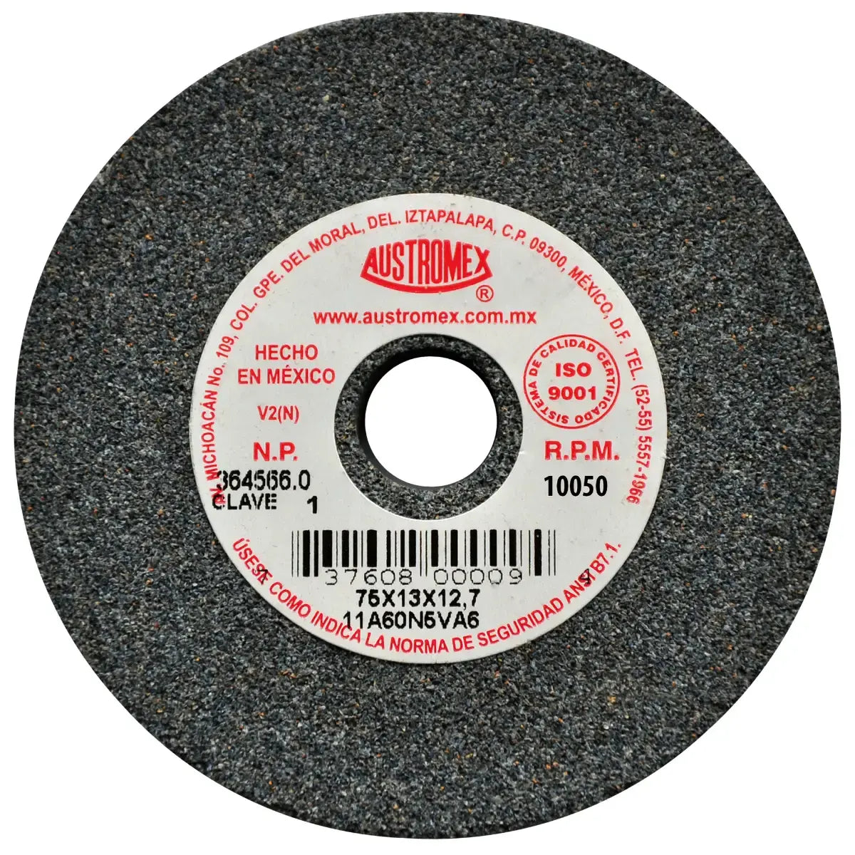 Piedra Abrasiva T-1 3"X1/2"X1/2" G60 Gris Medio Uso Gral-Metal-Esmerilar-Afilar-H.forj