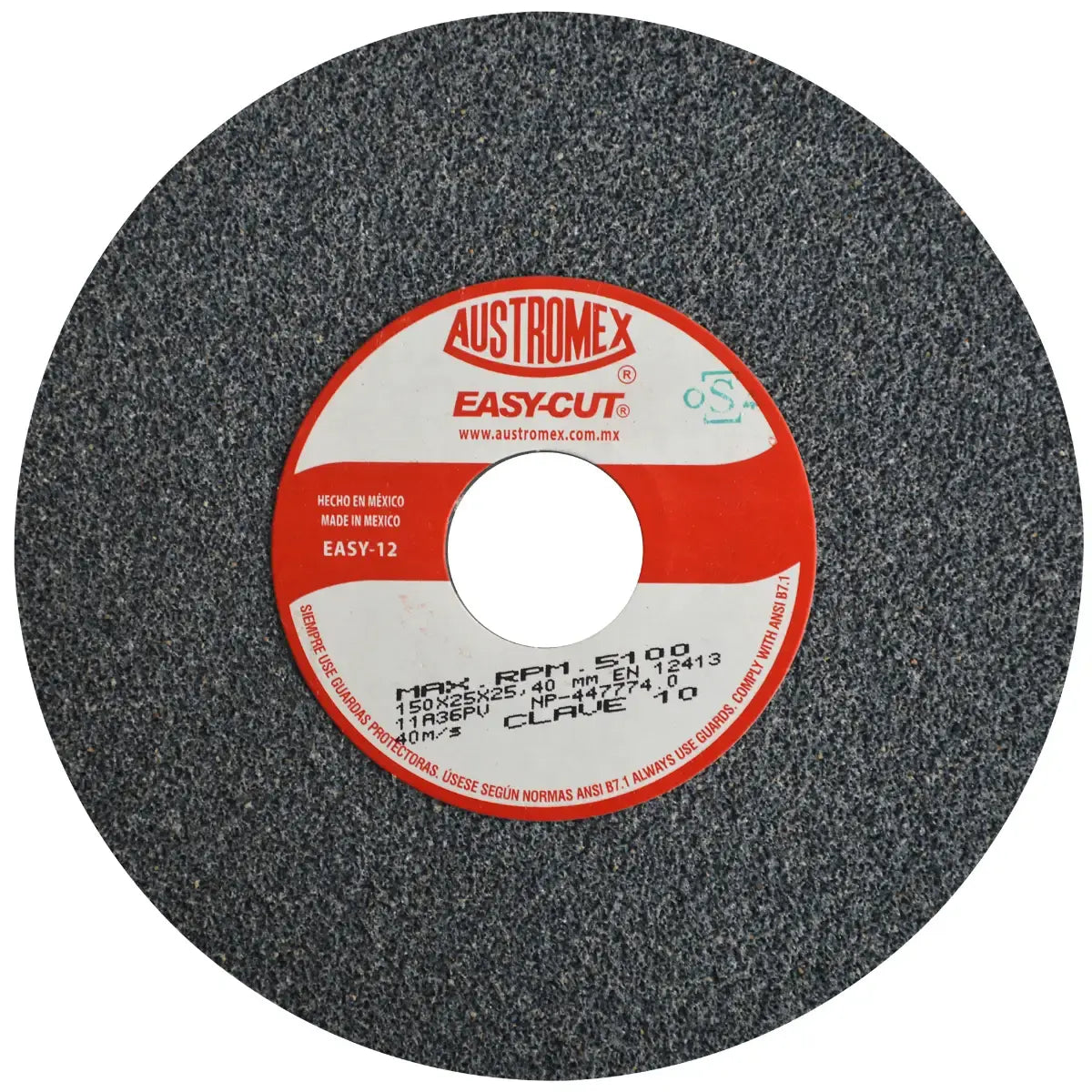 Piedra Abrasiva T-1 6"X1"X1" G36 Gris Burdo Uso Gral-Metal-Esmerilar-Afilar-H.forj (Easy-Cut)
