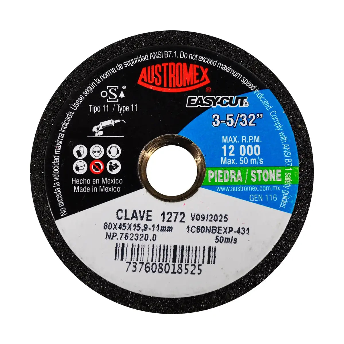 Copa Abrasiva 3.5/32" X 1.3/4" X 5/8-11 G060 (1C60Nbexp-431) (Easy-Cut)