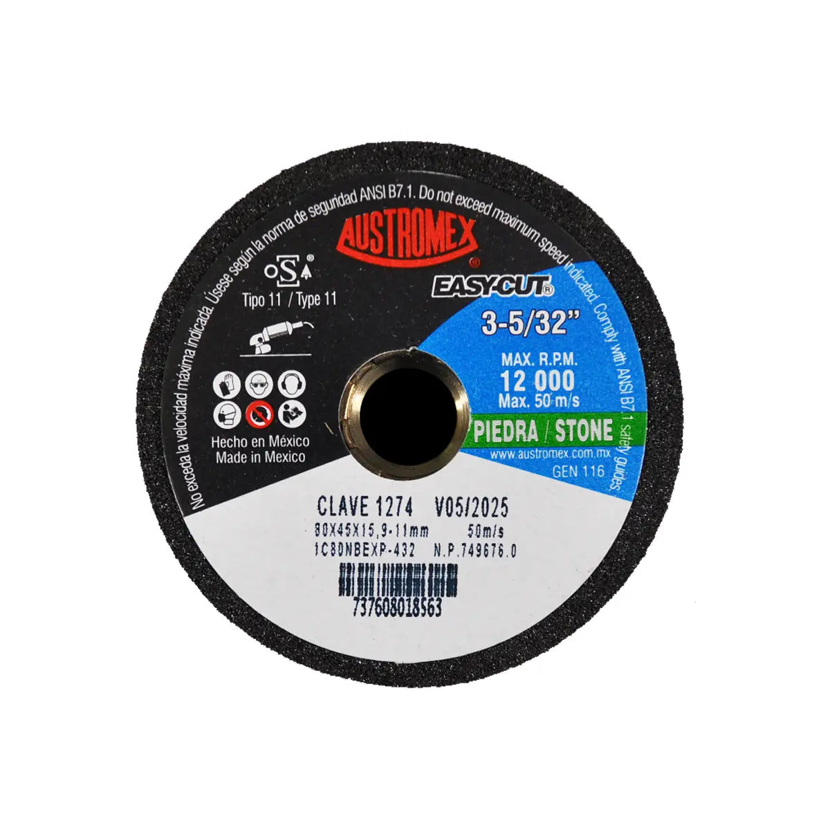 Copa Abrasiva 3.5/32" X 1.3/4" X 5/8-11 G080 (1C80Nbexp-432) (Easy-Cut)
